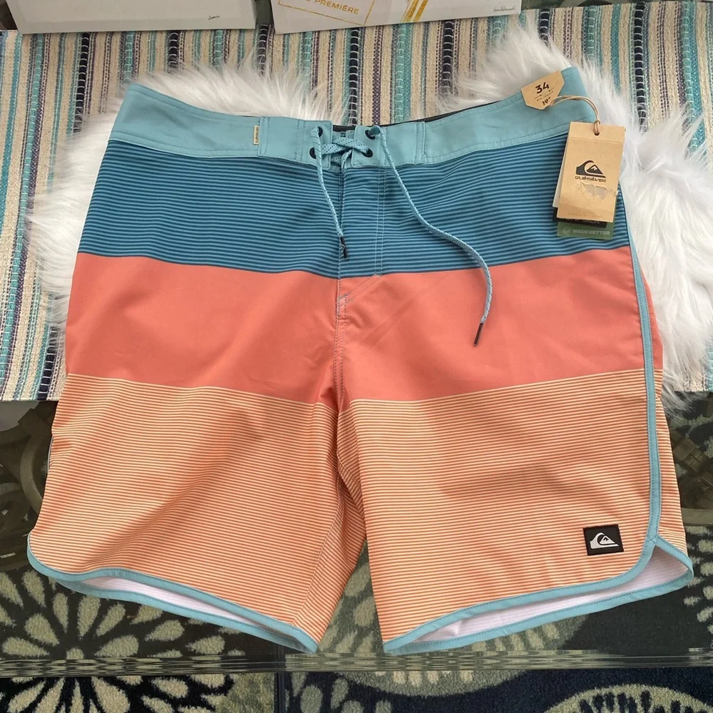 Nwt Quiksilver Blue and Orange Board Shorts Swim